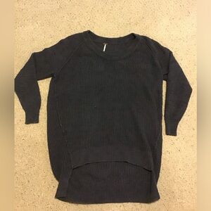 FREE PEOPLE SZ M OVERSIZED HI LO TUNIC SWEATER CHARCOAL GUC V NECK